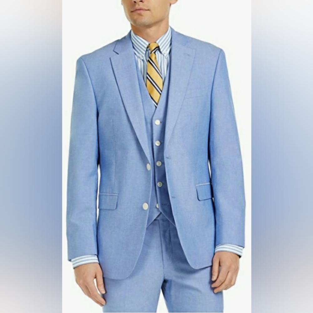 Tommy Hilfiger Men's Modern-Fit Flex Stretch Chambray Suit Jackets (Blue, 40R)